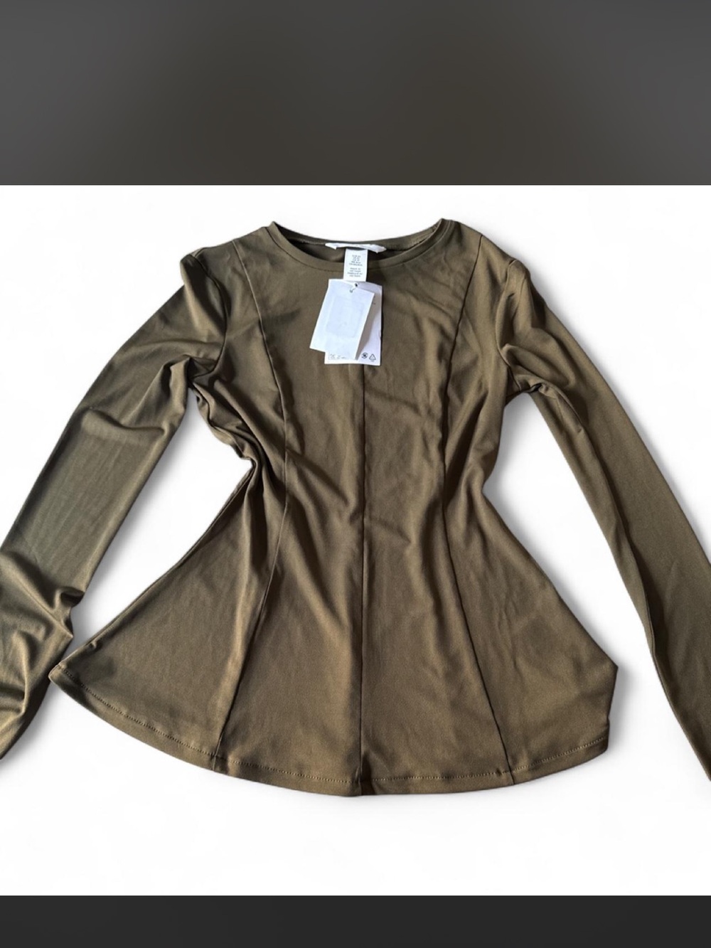 H&M Olive Green Long-Sleeve Peplum Top